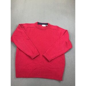 Jacobson's Sweater Mens Large Red 100% Wool Crewneck Knit Pullover Hong Kong